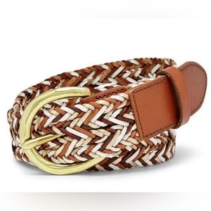 FOSSIL Brand Women's Woven Convertible Leather Belt, Size Medium   - Neutral